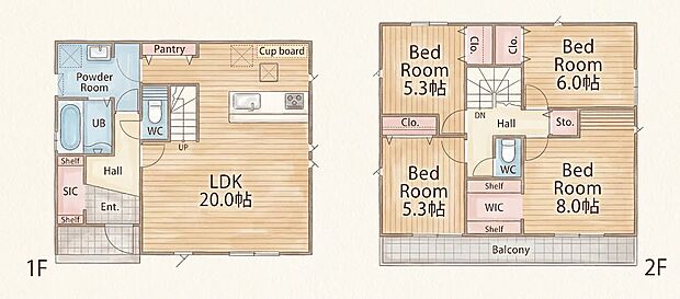 2期間取り、4LDK、土地面積165.31m2、建物面積109.3m2
