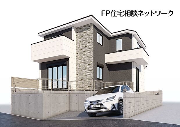 完成予想図:ターミナル駅「溝の口」まで徒歩12分の好立地!建物面積107m2以上の大型4LDKの間取りでお庭スペースも完備した2階建て住宅です。