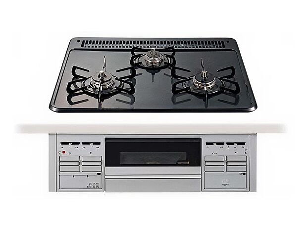 【ガスコンロ】コンキズや熱に強く、頑固な油汚れもサッと拭くだけでキレイに落とせる「ホーロートッププレート」