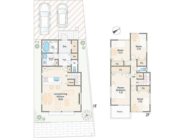 【間取図】1-2区画　参考プラン例