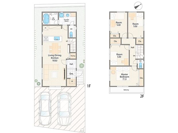 【間取図】2-4区画　参考プラン例