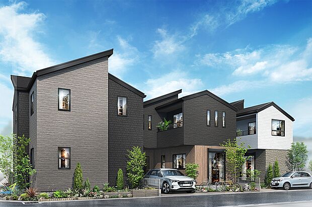 住民以外の車の出入りが少ない街区内道路や、夜間に足元を照らすエクステリアライトなど、安心感と快適さを兼ね備えた街区デザイン。(街並完成予想図※3号棟販売中)