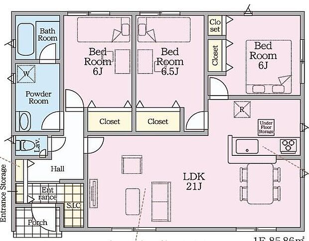 (1号棟)、価格2480万円、3LDK、土地面積253.55m2、建物面積85.86m2