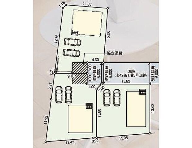 【全体区画図】カースペースは4台分ご用意しております♪