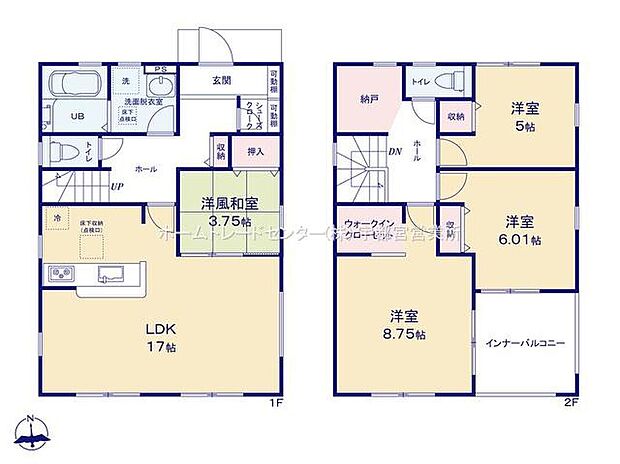 【4LDK】ご家族が集うLDKは広々17帖!
ウォークインクローゼット完備♪