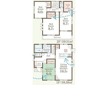 ご家族が集うLDKは広々16.5帖！
ウォークインクローゼット完備♪ 