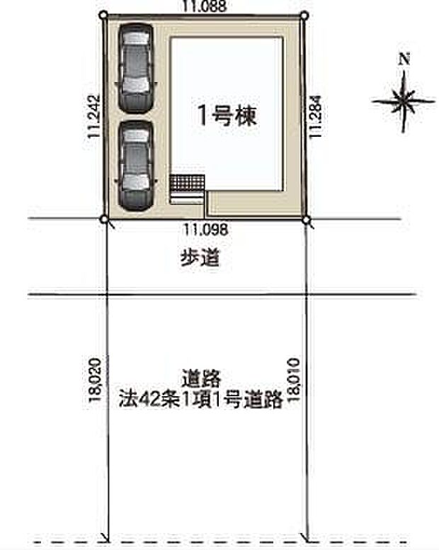 【全体区画図】カースペースは2台分ご用意しております