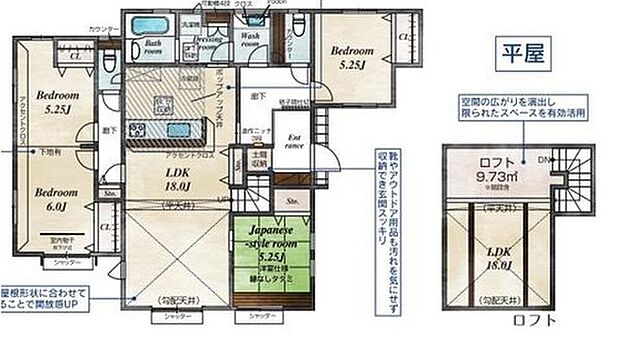 【4LDK】ご家族が集うLDKは広々18帖!
人気の平屋建て♪
