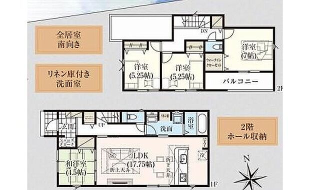 【4LDK】ご家族が集うLDKは広々16帖!
パントリー完備!