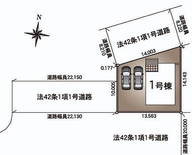 【全体区画図】カースペースは2～3台分ご用意しております。