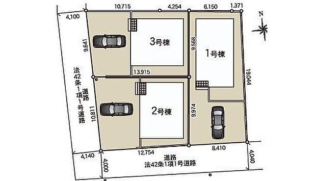 【区画図】カースペースは2~3台分ご用意しております