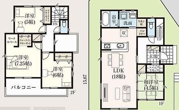 【4LDK】ご家族が集うLDKは広々18帖!
ウォークインクローゼット完備♪