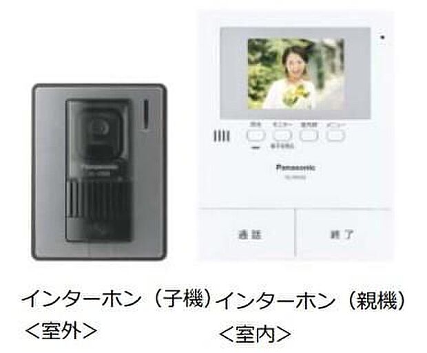 【TVモニター付きインターホン】手放し通話ができ、 送話表示灯で送話・受話状態が確認できます。 映像と音声で玄関先の様子をチェックできる モニター機能や、夜間の訪問者の顔も確認できる LEDライトを装備しています。