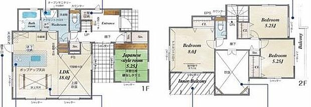 【4LDK】ご家族が集うLDKは広々18帖！
リビング全体が見渡せる対面キッチン♪