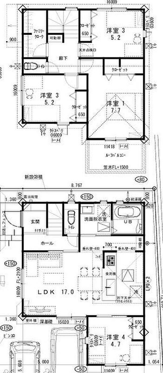 【4LDK】ご家族が集うLDKは広々17帖!ファミリークローク完備!