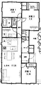 ご家族が集うLDKは広々17.25帖！人気の平屋建て！ 