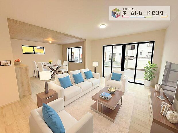 現況の物件写真に、CG による画像処理を行っています。家具、家電、照明器具、小物、カーテン、その他のイメージはCG です。