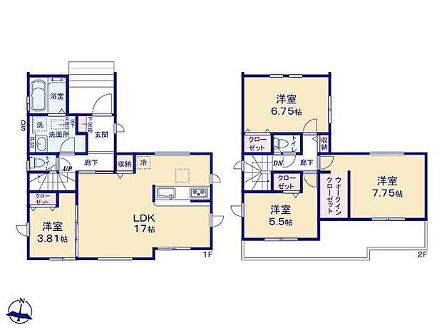 (1号棟)、価格4180万円、4LDK、土地面積124.46m2、建物面積98.54m2