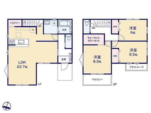 (1号棟)、価格3648万円、3LDK、土地面積161.33m2、建物面積104.33m2