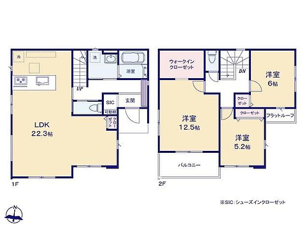(1号棟)、価格4899万円、3LDK、土地面積195.1m2、建物面積108.23m2