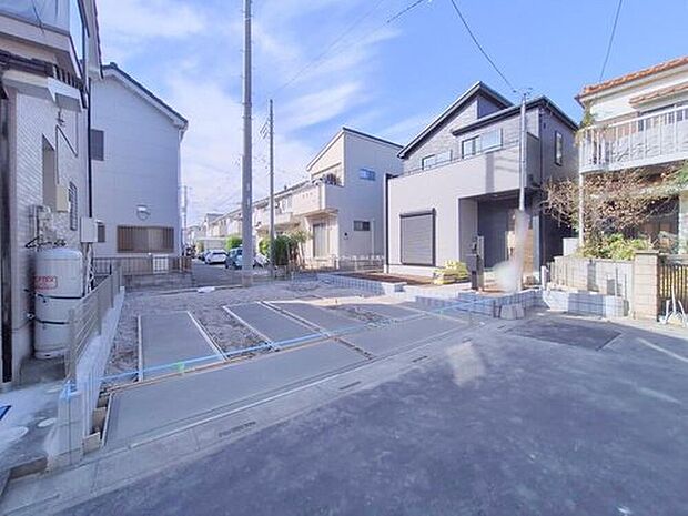 【現地外観写真】資料請求やご見学は即日対応可能♪陽当りや通風など住みやすさの工夫が満載。資料に載っていない街並みや周辺環境は、ぜひ現地で実際にお確かめください。