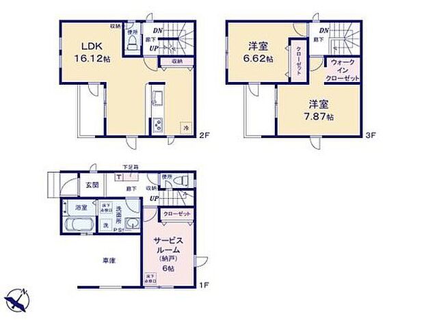 【2LDK+S】◆明るい2階リビングの3階建て
◆お部屋すっきり全室収納付き♪6帖の納戸やWICなど収納も豊富
◆玄関から洗面所に直行でき、入室前に手洗い完了!ウィルス対策にも有効です