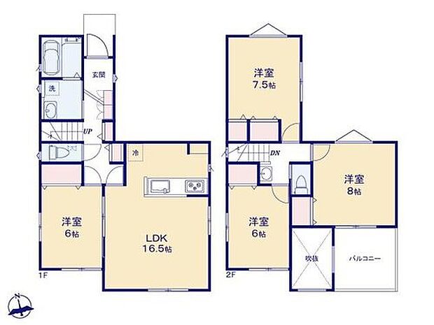【4LDK】◆リビングが見渡せる対面キッチン♪吹抜けのある明るいリビング
◆ゆとりの4LDK♪全居室6帖以上!
◆お部屋すっきり全室収納付き