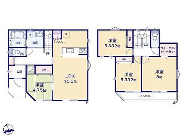 【4LDK】◆お料理しながらリビングが見渡せる対面キッチン
◆玄関から洗面室へ直行できるので帰宅後すぐに手洗い、うがいができます
◆全室収納付き♪8帖の主寝室にはWICがあります