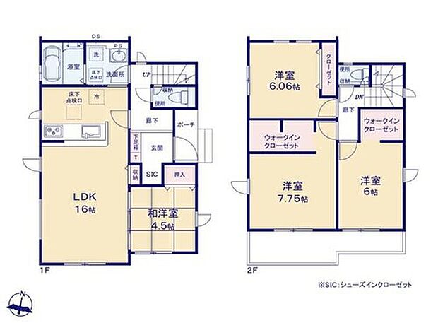 【4LDK】◆リビングに和室が隣接した使い勝手の良い間取り
◆まとまった水回りで家事動線がスムーズ♪洗面所へは2方向から出入りできます
◆お部屋すっきり全室収納付き♪2部屋にWIC、玄関にSICなど収納豊富