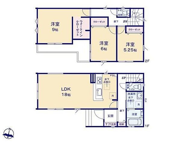 【3LDK】◆広々18帖のLDK♪リビングが見渡せる対面キッチン
◆お部屋すっきり全室収納付き♪9帖の主寝室にはWIC完備
◆日当たり良好♪南向きバルコニー