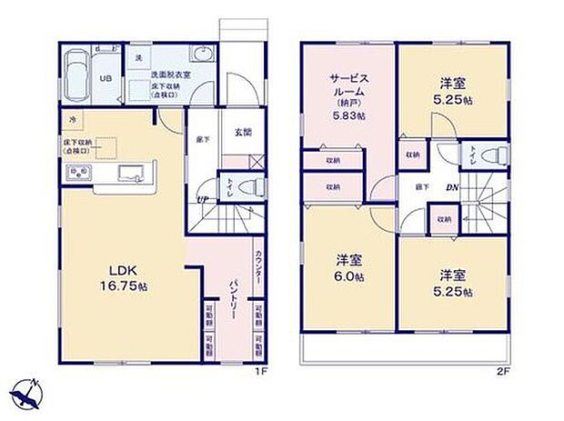 【3LDK+S】◆リビングが見渡せる対面キッチン
◆リビングに大型パントリーのある収納豊富な間取り
◆家事動線がスムーズ♪まとまった水回り
◆ゆったり広めのパウダールーム
◆お部屋すっきり全室収納付き
