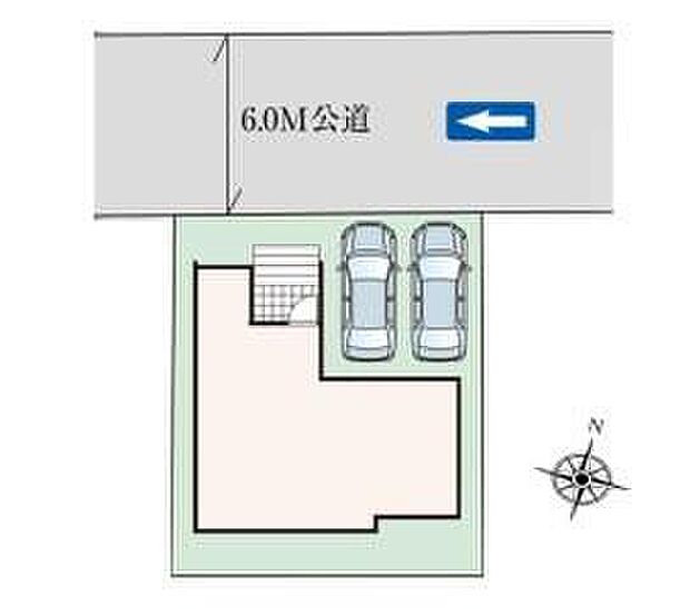 【全体区画図】◆敷地広々37.6坪、間口10ｍの開放的な好立地
◆カースペースは並列２台分♪前面６ｍ道路で駐車楽々♪
◆周辺にはスーパーやコンビニなど買い物施設多数♪お買い物も便利な閑静な住宅街です