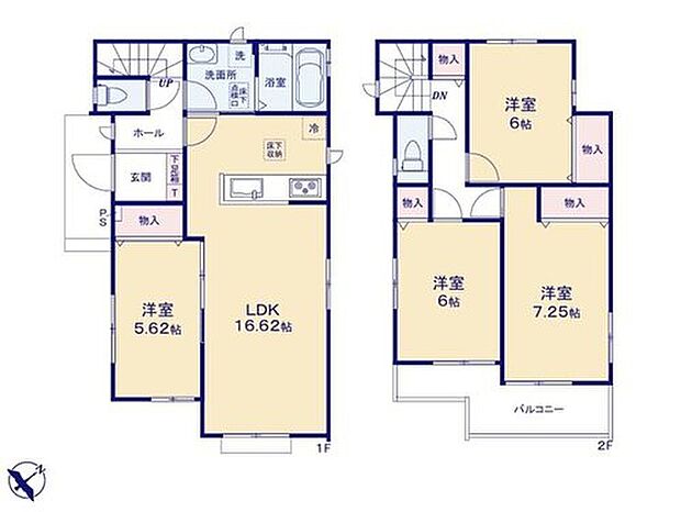 【4LDK】◆お部屋すっきり全室収納付き
◆玄関とリビングの２方向から出入り可能な洗面所
◆お掃除ラクラク♪全室フローリング