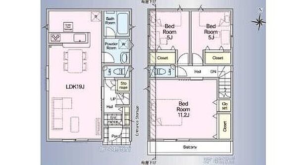 【3LDK】◆広々19帖のLDK♪リビングが見渡せる対面キッチン
◆動きやすいまとまった水回り設計
◆主寝室は11.2帖!南向きで日当たり良好
◆お部屋すっきり全室収納付き
