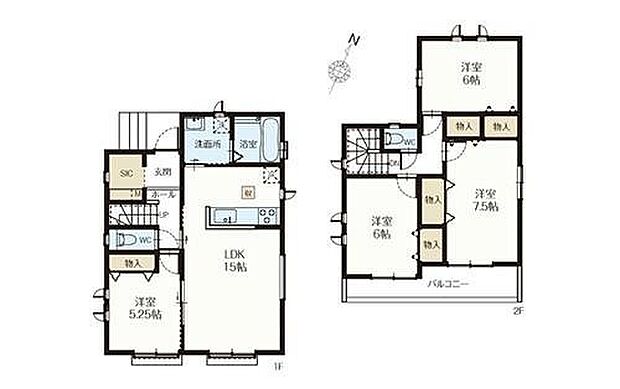 【4LDK】◆リビングが見渡せる対面キッチン
◆動きやすいまとまった水回り設計
◆全居室収納＋玄関にシューズインクローク付き