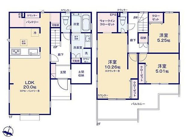 【3LDK】◆食洗機標準装備の対面キッチン
◆キッチンがすっきり片付くパントリー♪
◆ご家族そろってゆっくり過ごせる広々20帖のＬＤＫ
◆間仕切りを利用して４ＬＤＫに変更可（工事有償）
◆主寝室には大容量のWIC完備