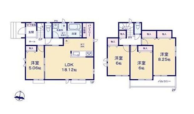 【4LDK】◆お部屋すっきり全室収納付き♪キッチンにパントリーなど収納豊富な間取り
◆日当たり良好！全室南向き
◆玄関から洗面所に直行でき、入室前に手洗い完了！ウィルス対策にも有効です
