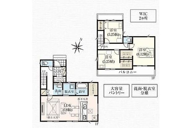 【3LDK】◆広くて明るい18帖のLDK♪キッチンがスッキリ片付くパントリー付き
◆動きやすいまとまった水回り&洗面・脱衣室が分かれている間取り
◆陽当たり良好!南東向きの続きバルコニー