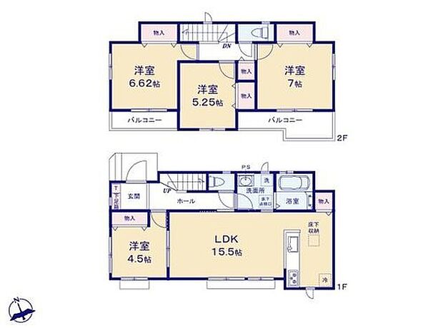 【4LDK】◆開放感のある2面バルコニー
◆洗面所へは玄関とリビングの2方向から出入りできて便利♪
◆雨の日や冬場のお洗濯に嬉しい浴室乾燥機など設備も充実!