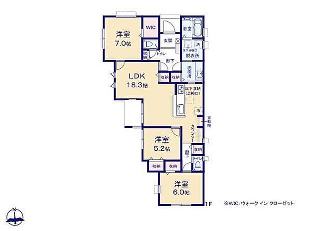 【3LDK】◆スムーズな生活動線が魅力の平屋プラン♪
◆広々18.3帖のＬＤＫ♪
◆リビングが見渡せる対面キッチン
◆動きやすいまとまった水回り設計
◆お部屋すっきり全室収納付き