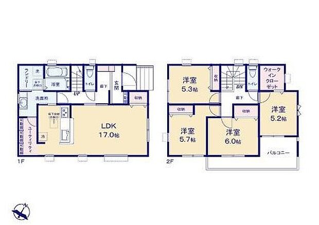 【4LDK】◆快適でゆとりある生活を楽しめる４LDKプランの住まい
◆家事がしやすい、ストレスフリーな回遊動線の間取り
◆収納充実でお部屋がスッキリ片付きます♪