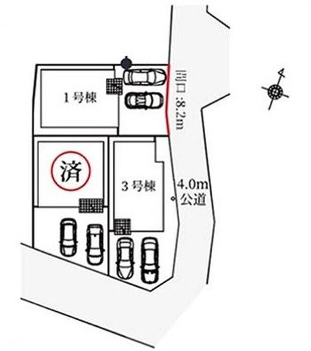 【区画図】◆カースペースは並列2台可能♪
◆スーパーやドラッグストアが身近で、毎日のお買い物に便利
◆身近に公園あり!小・中学校が徒歩圏内で通いやすく、子育て世帯にも嬉しい立地♪