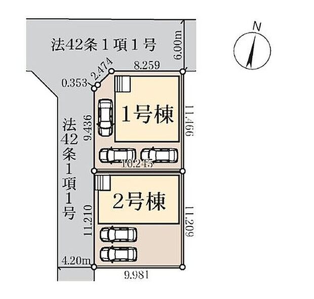 【区画図】◆カースペース2~3台分♪家族分の自転車を駐輪したり、来客用の駐車スペースとしてもお使いいただけます。
◆車通りの少ない前面道路 小さなお子様がいても安心です。