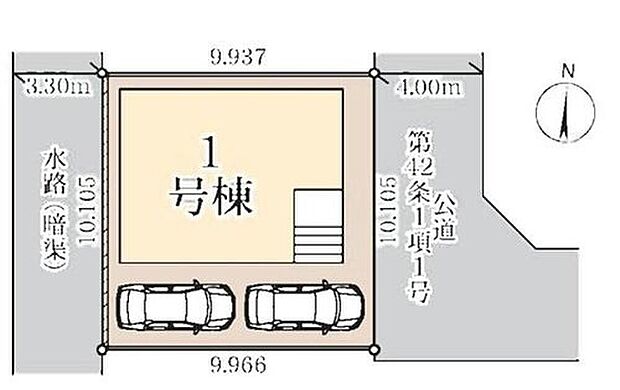 【全体区画図】カースペース車種により2台分確保!来客時やご家族の自転車置き場としても活躍しますね♪