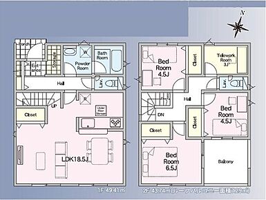 南向きに開けた明るい18.5帖の広々LDK♪大容量のリビング収納が付いて日用品や掃除道具を入れられます◎在宅ワークや収納と多用途に使えるテレワークルーム付き☆ 
