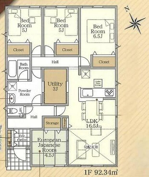 (1号棟)、価格2380万円、4LDK+S、土地面積218.42m2、建物面積92.34m2