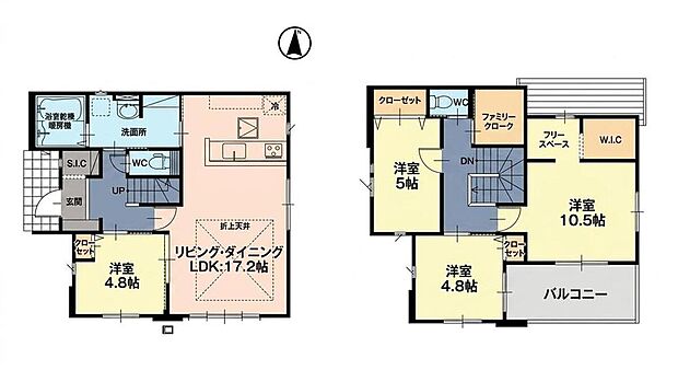 (1号棟)、4LDK、土地面積205.9m2、建物面積113.37m2