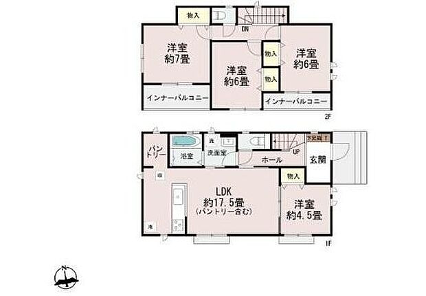 【4LDK】全居室南向きで、明るい室内の4LDK!
お子様が飲み物をこぼしたり汚してしまってもお掃除が簡単な全室フローリング仕様♪