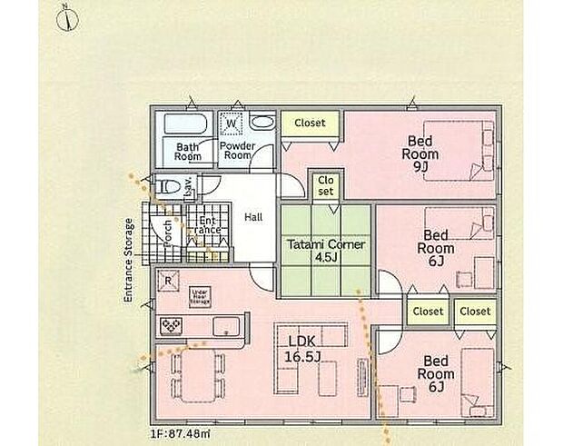 【3LDK】全室6帖以上♪
主寝室は9帖あるのでダブルベッドを置いてもゆとりがあります！