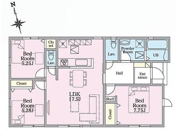 【3LDK】貴重な平屋建て♪
人気の対面式キッチンはリビングにいるお子さまの様子を見ながら安心にお料理ができます！